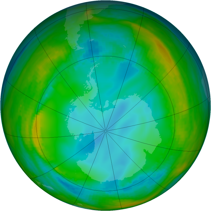 Antarctic ozone map for 18 July 1991